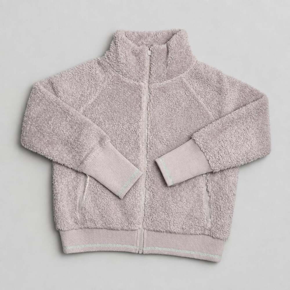 Athleta Tugga Sherpa Jacket Size M Lavender Full Zip Fleece
